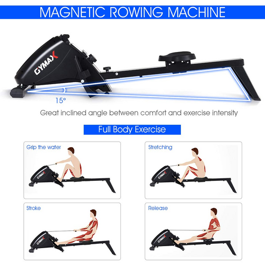 Goplus Magnetic Rowing Machine, Foldable Rower with 10-Level Tension Resistance System (Black) - GoplusUS