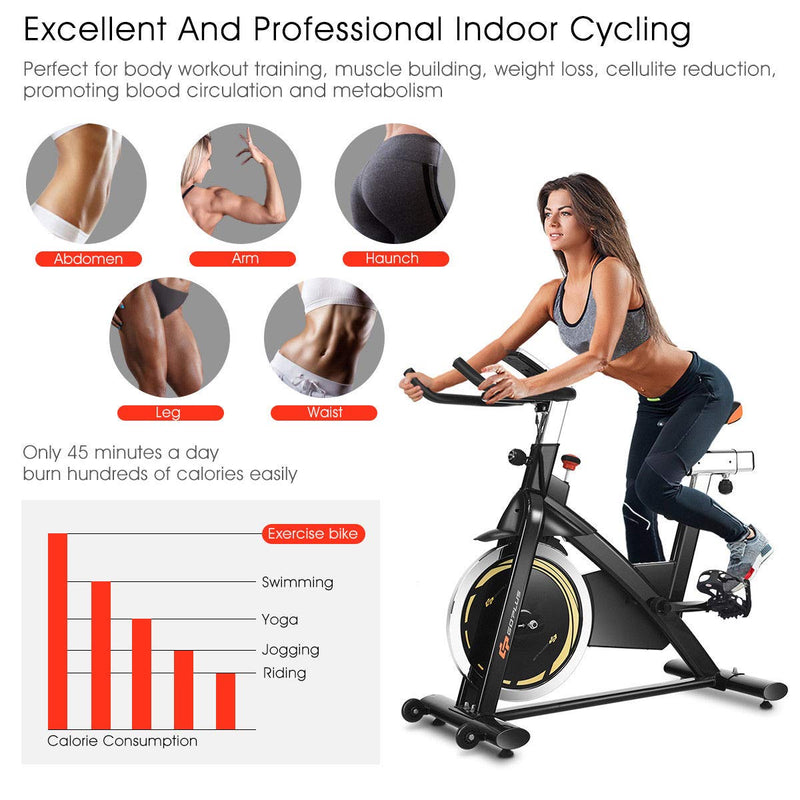 Load image into Gallery viewer, Indoor Cycling Bike, Stationary Bicycle with Flywheel and LCD Display - GoplusUS
