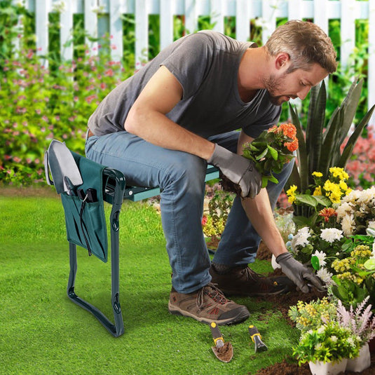 Folding Garden Kneeler Bench Heavy Duty Gardener Kneeling Pad Cushion - GoplusUS