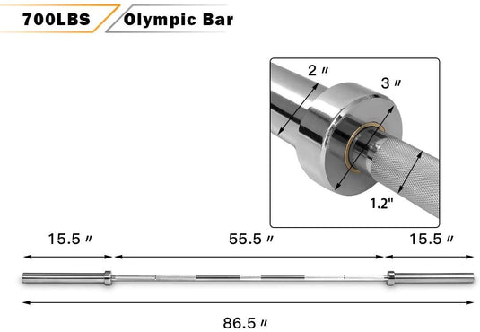 Goplus 7 Feet Olympic Bar, 700/1000LBS Weight Bar Solid 2