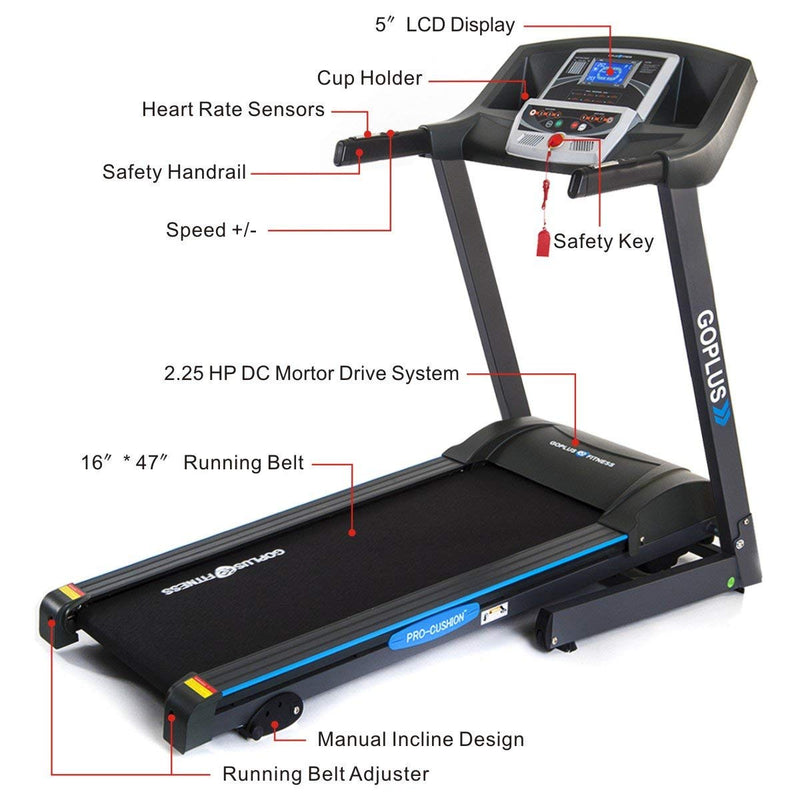 Load image into Gallery viewer, 2.2HP Folding Treadmill Electric Support Motorized Power Running Fitness Jogging Incline - GoplusUS
