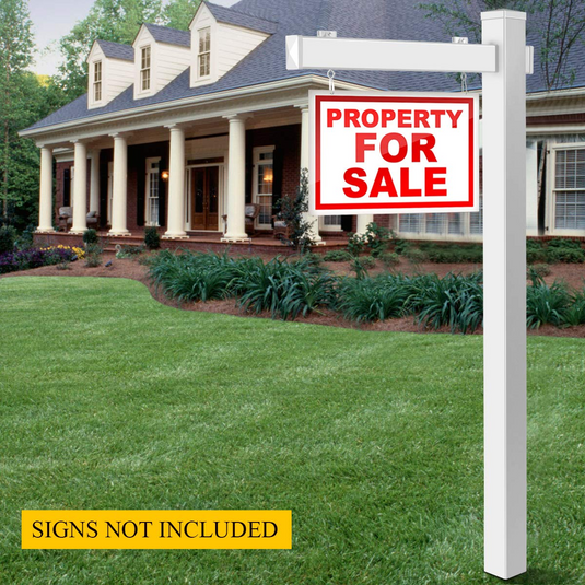 Goplus Vinyl UPVC Real Estate Sign Post, 6 Ft Realtor Yard Sign Post f ...