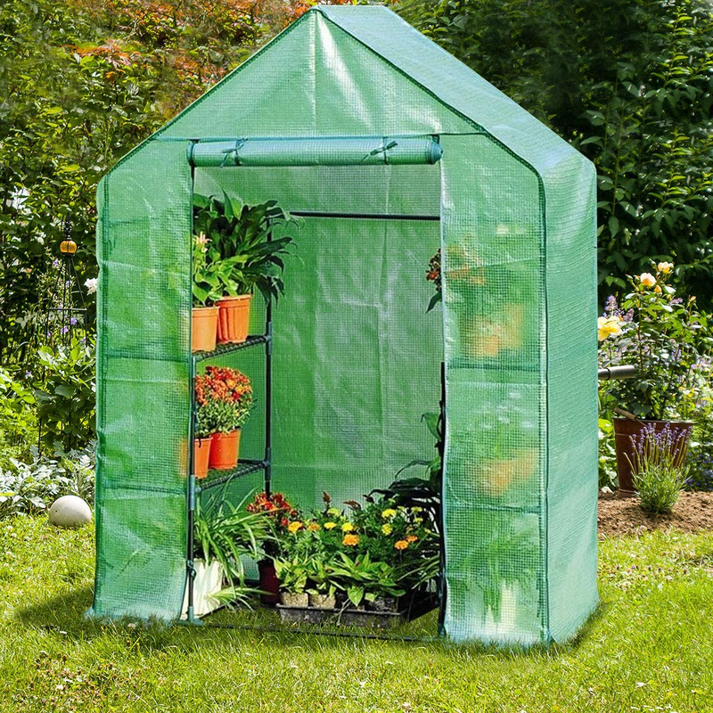 Load image into Gallery viewer, Green House Walk in Plant Gardening Greenhouse Plastic 4-Tier 8 Shelves for Indoor Outdoor, 4.9&quot; x 2.5&quot; x 6.4&quot; - GoplusUS
