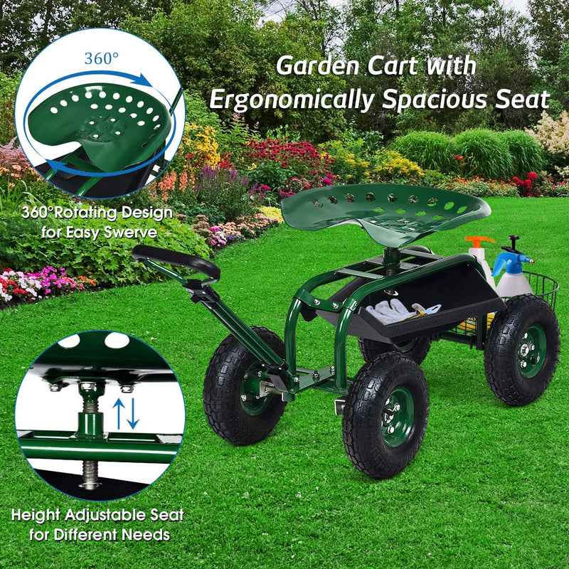 Load image into Gallery viewer, Garden Cart Gardening Workseat w/Wheels, Patio Wagon Scooter for Planting - GoplusUS
