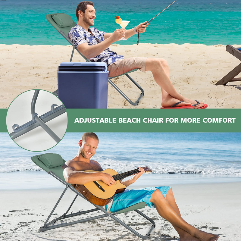 Load image into Gallery viewer, Goplus Beach Sling Chair for Adults, 2 Pcs Portable Folding Camping Chair - GoplusUS
