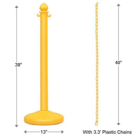 6pcs Plastic Stanchion Set, Safety Stanchion Barrier Posts Queue Line Pole - GoplusUS