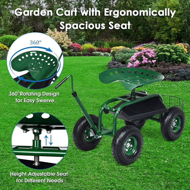 Load image into Gallery viewer, Garden Cart Gardening Workseat w/Wheels - GoplusUS
