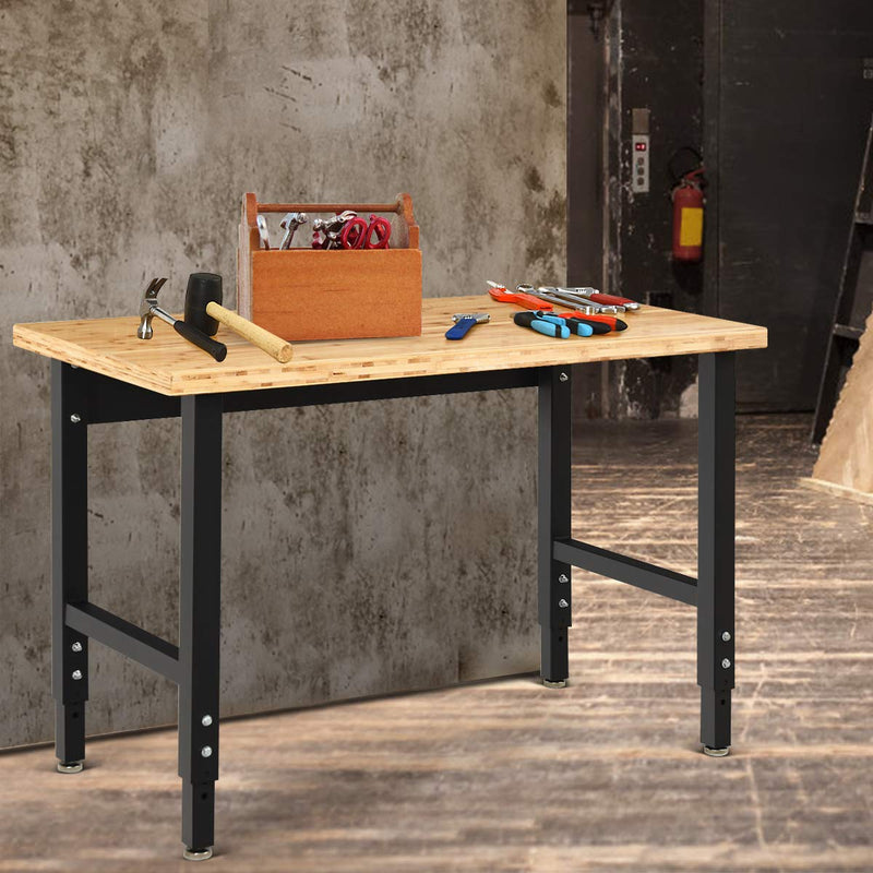 Load image into Gallery viewer, Adjustable Workbench, 48&quot; 1500 Lbs Bamboo Top Work Bench - GoplusUS
