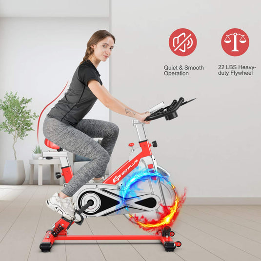 Adjustable Exercise Bike, Stationary Silent Bicycle with Dual-Spring Shock Absorption - GoplusUS