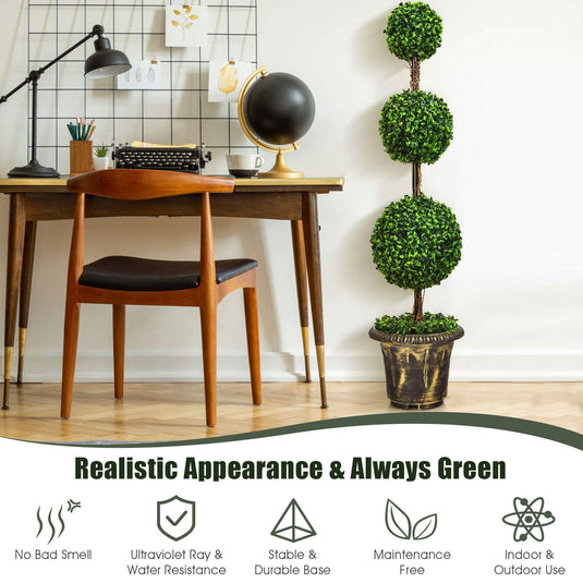 3 Ft /4 Ft Artificial Boxwood Topiary Tree, Fake Greenery Plants Ball Tree - GoplusUS