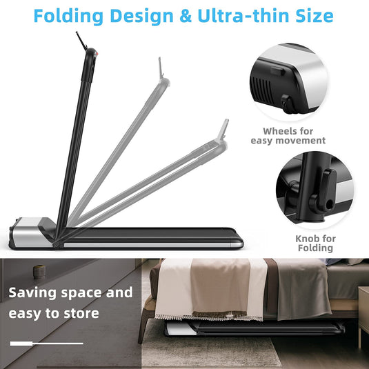 Ultra-Thin Electric Folding Treadmill, Installation-Free Design - Goplus