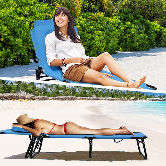 Folding Lounge Chair for Beach Poolside Balcony Patio - GoplusUS