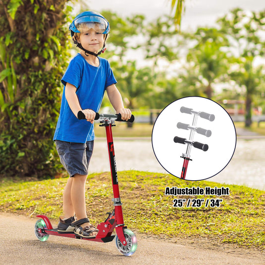 Folding Kick Scooter for Kids, 2 Flash Wheels Deluxe Aluminum - GoplusUS