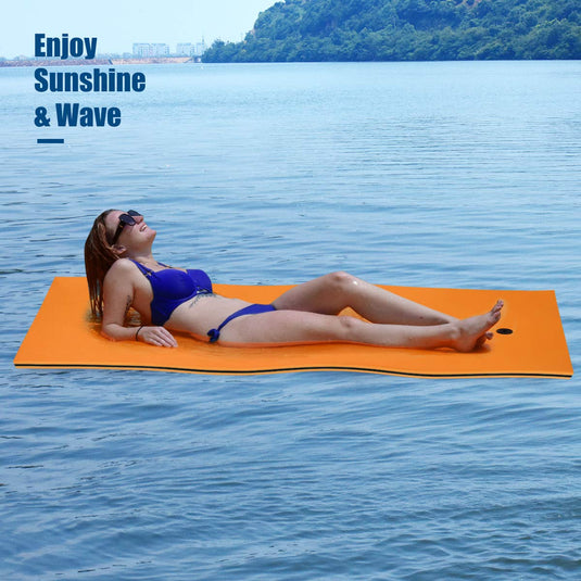 Floating Water Pad Mat, with Rolling Pillow Design - GoplusUS