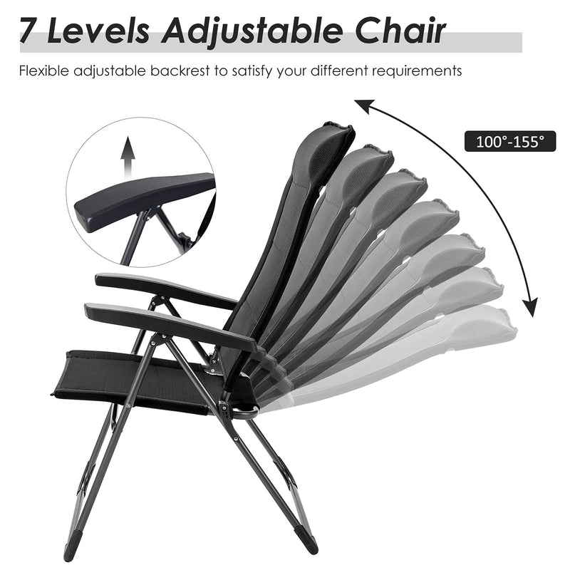 Load image into Gallery viewer, Folding Patio Sling Chairs, Portable Dining Chair with Headrest - GoplusUS
