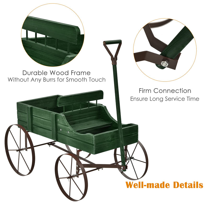 Load image into Gallery viewer, Wagon Planter, Decorative Wooden Garden Planter with Wheels
