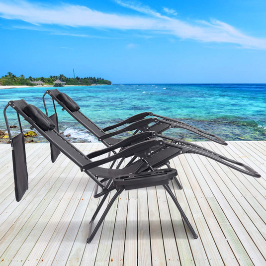Goplus Folding Zero Gravity Lounge Chair Wide Recliner for Outdoor Bea GoplusUS