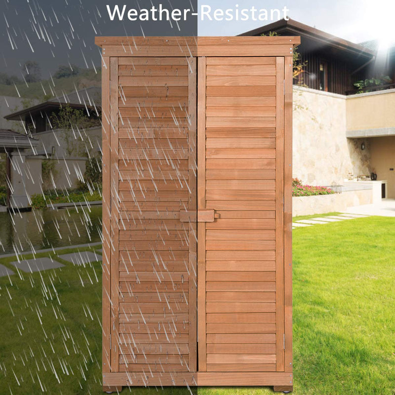 Load image into Gallery viewer, Outdoor Storage Shed Wooden Shutter Design Fir Wood Lockers for Garden Yard - GoplusUS
