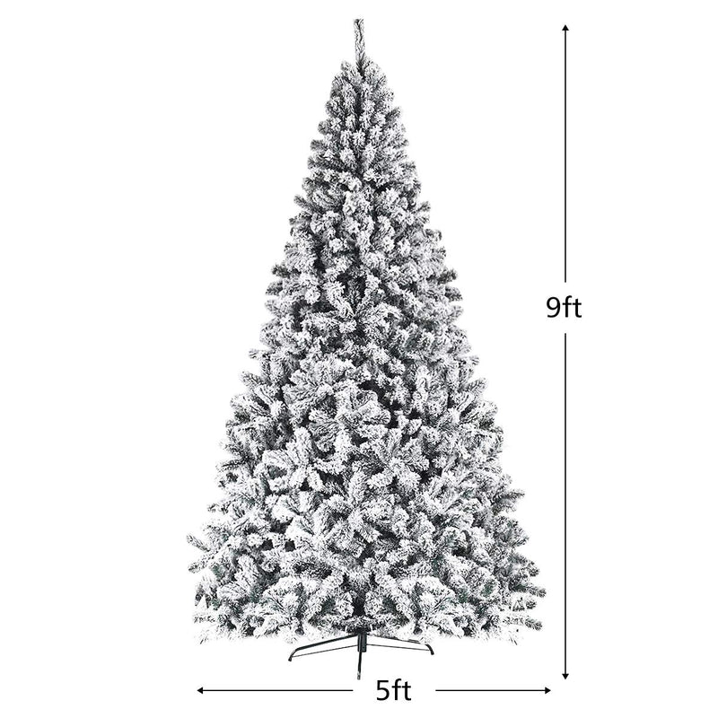 Load image into Gallery viewer, 6FT/9FT  Snow Flocked Christmas Tree, Hinged Pine Tree - GoplusUS
