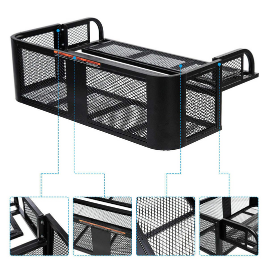 Goplus ATV/UTV Rear Drop Basket, Universal Cargo Basket w/Steel Mesh Surface (Black) - GoplusUS