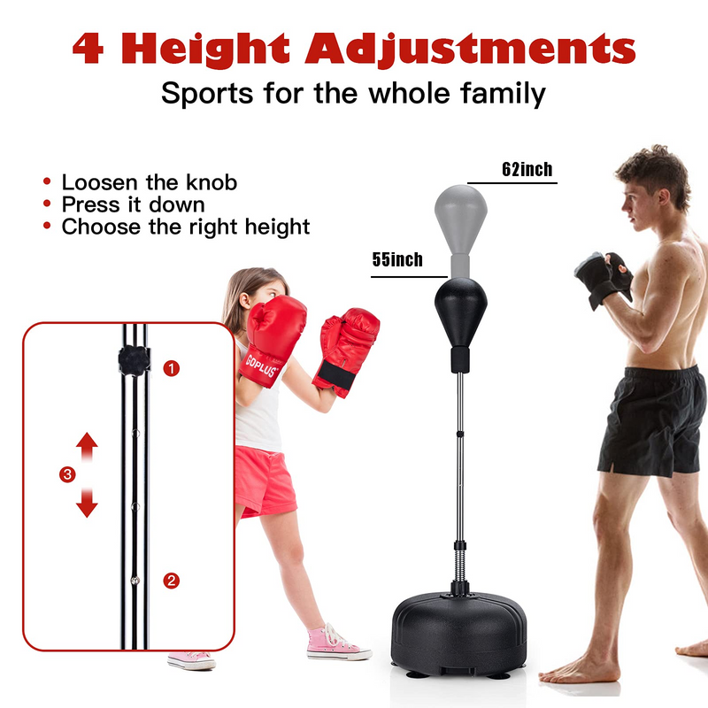 Load image into Gallery viewer, Goplus Punching Bag with Stand for Adults Kids, Freestanding Reflex Speed Bags with 55&quot; x 62.5&quot; Adjustable Height - GoplusUS
