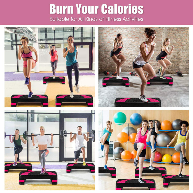 Load image into Gallery viewer, 31&quot; Aerobic Exercise Stepper Deck for Home Gym and Office (Black+Pink) - GoplusUS
