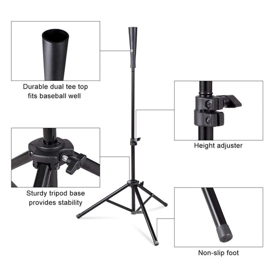 Batting Tee, Adjustable Baseball Softball Tripod for Batting Training Practice - GoplusUS