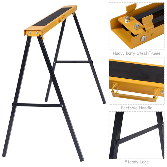 2-Pack Sawhorse Pair Heavy Duty Folding Legs Portable Saw Horses Twin Pack - GoplusUS