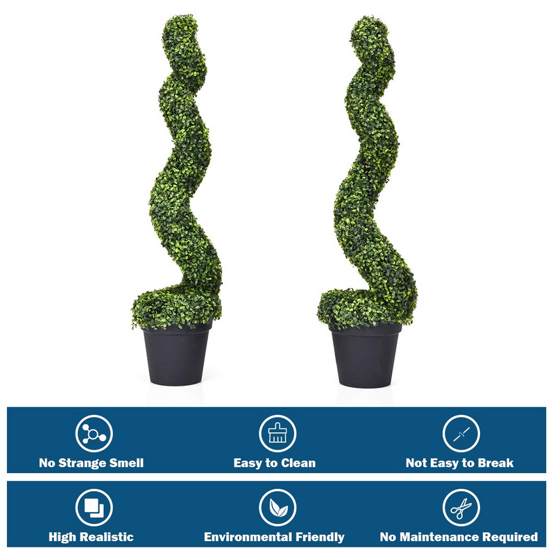 Load image into Gallery viewer, Goplus Artificial Topiary Cedar Spiral Trees, UV Resistant Realistic Leaves &amp; Cement-Filled Pot (4 Ft) - GoplusUS
