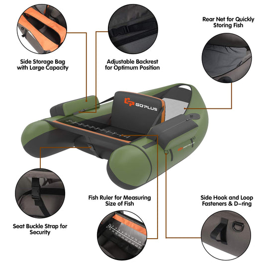 Inflatable Fishing Float Tube, with Storage Pockets – GoplusUS