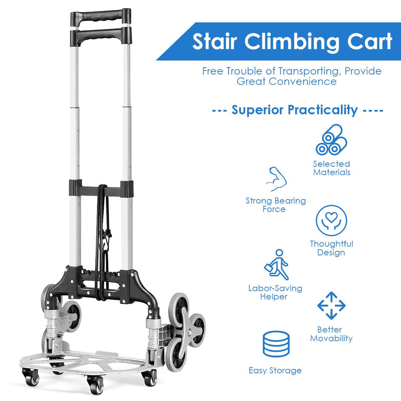 Load image into Gallery viewer, Goplus Stair Climbing Cart, All Terrain Stair Climbing Hand Truck with Bungee Cord, Heavy Duty with 6 Wheels - GoplusUS
