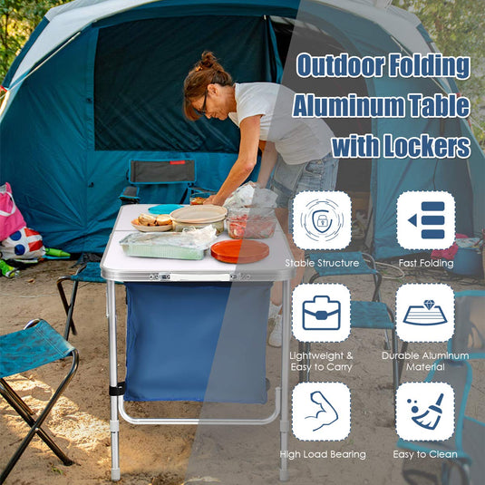 Folding Camping Table with Storage - GoplusUS
