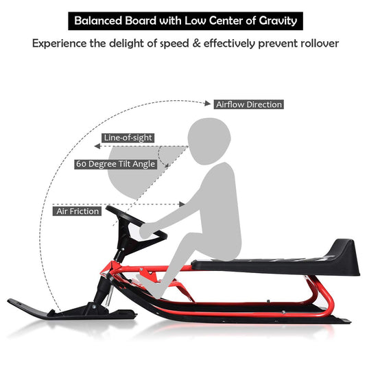  Ski Sled Slider Board with Steering Wheel - Goplus