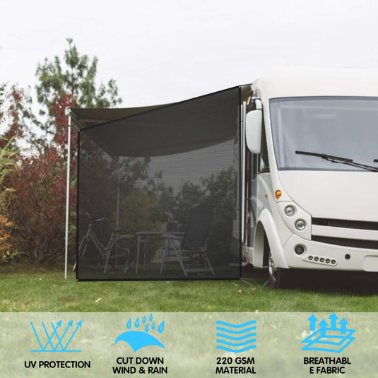 RV Awning Side Sun Shade, 9" x 7" Black Mesh Sunshade Screen with Complete Kits