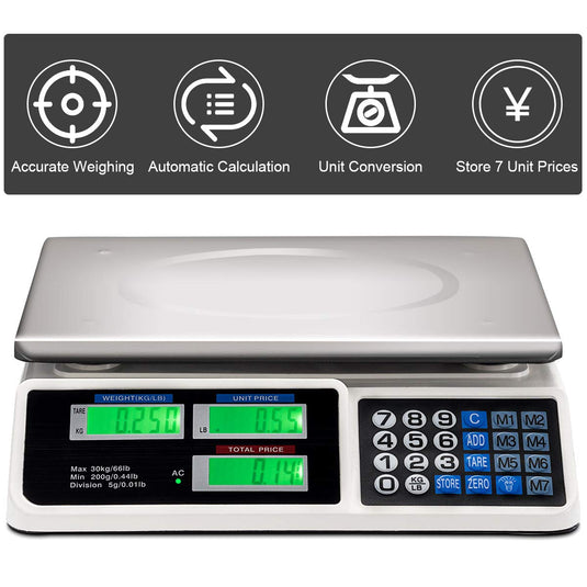 66 LB Deli Scale Price Computing Commercial Food Produce Electronic Counting Weight - GoplusUS