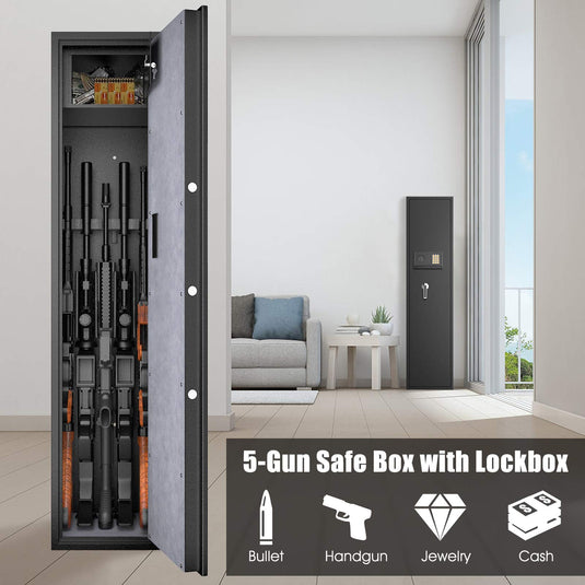 Rifle Gun Safe, Large Long Gun Safe w/Separate Pistol Lock Box