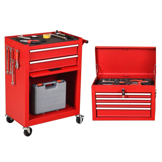 2PCS Rolling Tool Chest, 6-Drawer Toolbox Set of 2 - GoplusUS