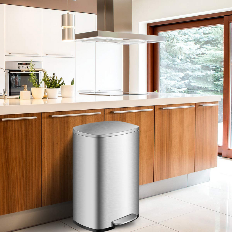 Load image into Gallery viewer, Goplus 50 Liter / 13.2 Gallon Stainless Steel Step Trash Can - GoplusUS
