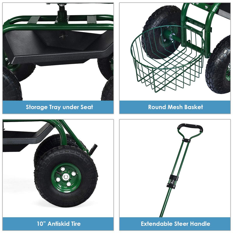 Load image into Gallery viewer, Garden Cart Gardening Workseat w/Wheels, Patio Wagon Scooter for Planting - GoplusUS
