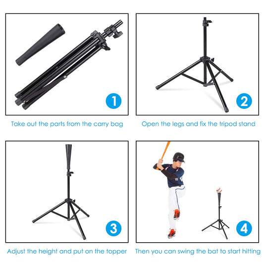 Batting Tee, Adjustable Baseball Softball Tripod for Batting Training Practice - GoplusUS