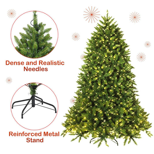 6ft Prelit Christmas Tree, Premium Hinged Artificial Fir Tree - GoplusUS