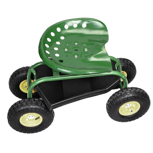 Garden Cart Rolling Work Seat Outdoor Lawn Yard Patio Wagon Scooter for Planting - GoplusUS