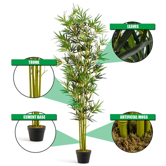 6ft Fake Bamboo Tree Artificial Greenery Plants in Nursery Pot Decorative Trees - GoplusUS