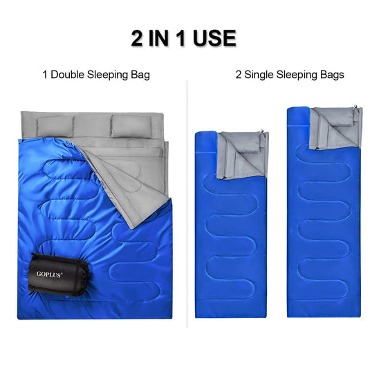 Double Sleeping Bag for Adults Kids, Queen Size XL 2 Person - GoplusUS