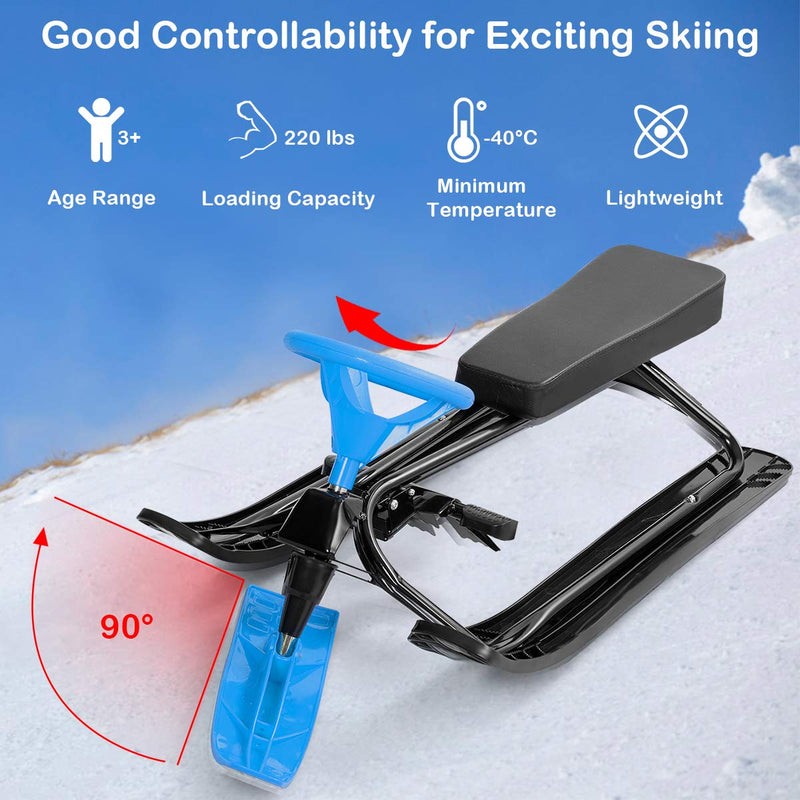 Load image into Gallery viewer, Snow Racer Sled, Ski Slider with Steering Wheel
