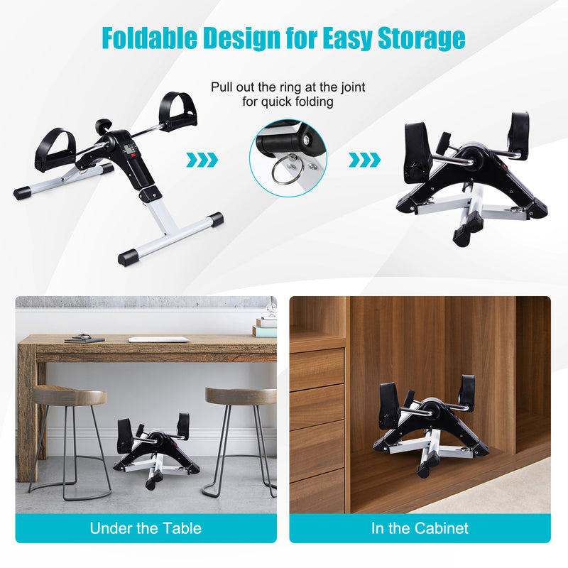 Load image into Gallery viewer, Folding Pedal Exerciser, Adjustable Resistance Mini Exercise Bike - GoplusUS
