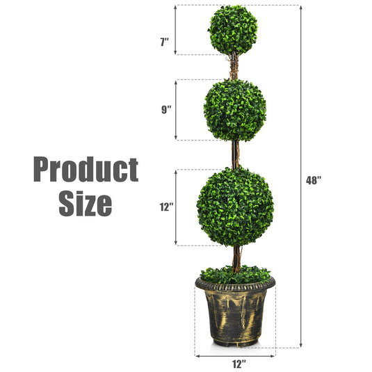 3 Ft /4 Ft Artificial Boxwood Topiary Tree, Fake Greenery Plants Ball Tree - GoplusUS