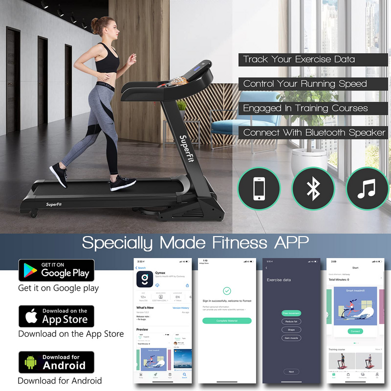 Load image into Gallery viewer, Goplus 3.75HP Folding Treadmill with Incline, Electric Superfit Treadmill w/App Control, 12 Preset &amp; 3 Custom Programs - GoplusUS
