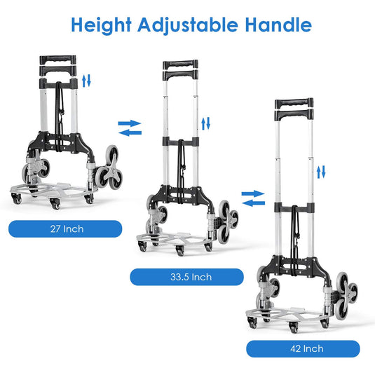 Goplus Stair Climbing Cart, All Terrain Stair Climbing Hand Truck with Bungee Cord, Heavy Duty with 6 Wheels - GoplusUS