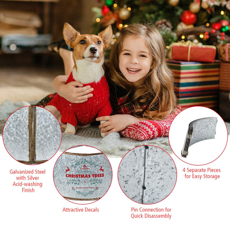Load image into Gallery viewer, Galvanized Metal Christmas Tree Collar Easy Set Up, 30-Inch Diameter Base - GoplusUS
